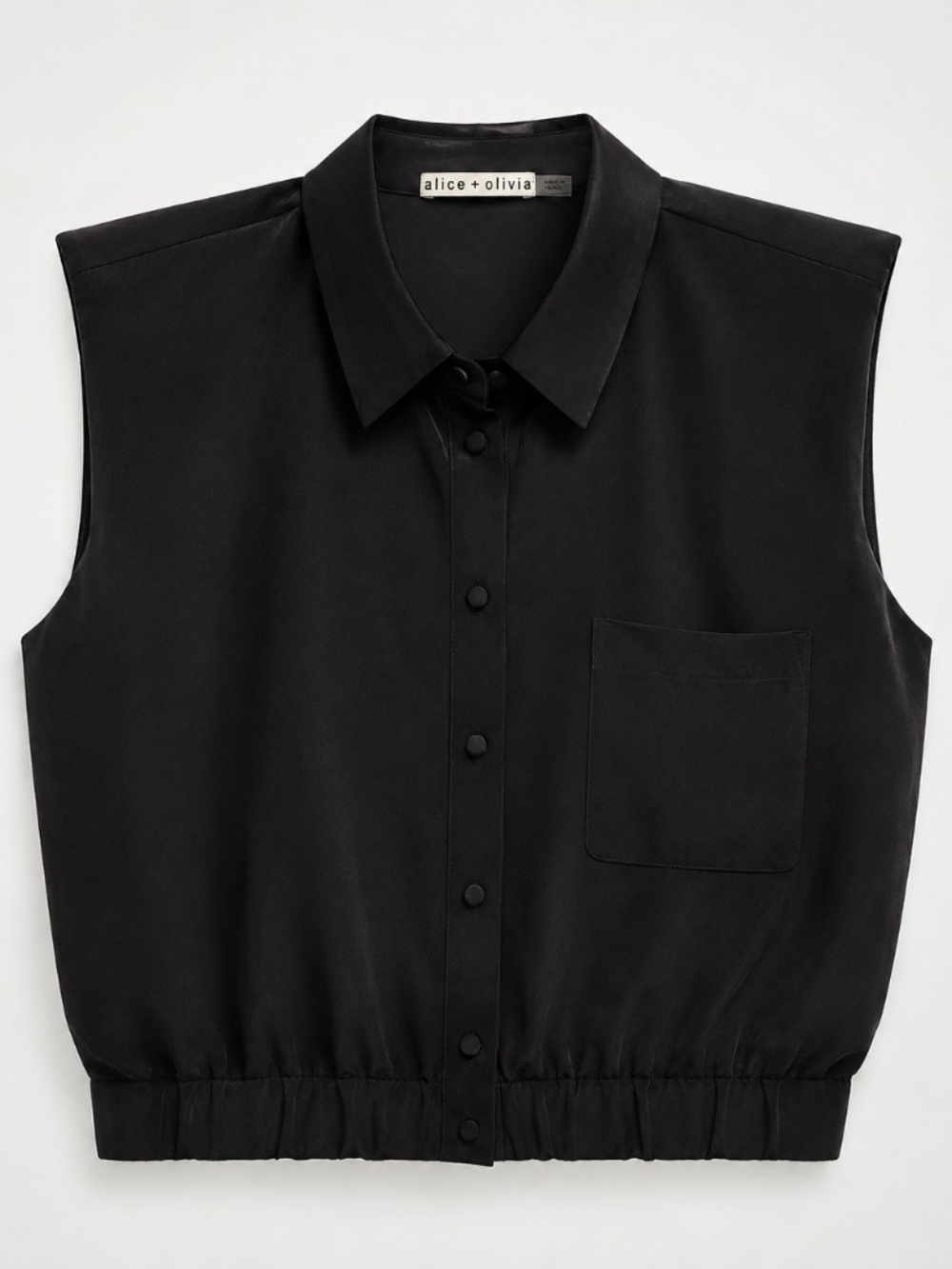 Alice + Olivia Size: Largent Black Silk Sleeveless Blouse Top